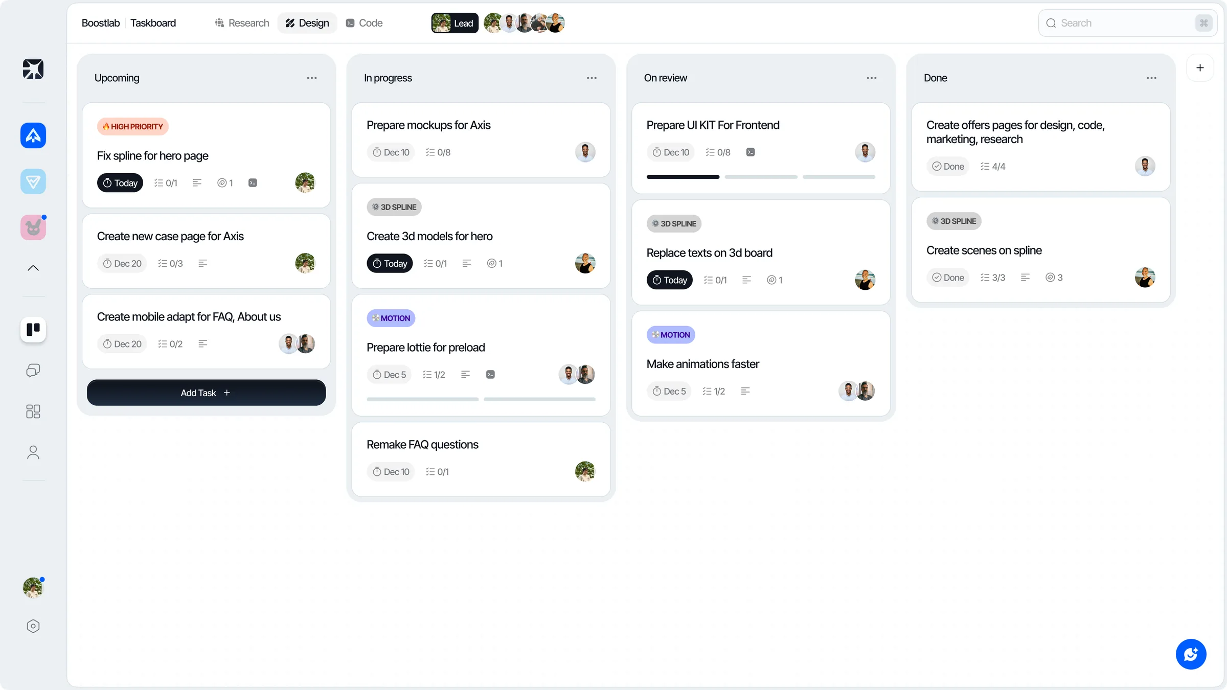 Axis task opened as a brief with summary, focus areas and related work